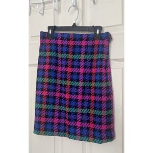 Vtg Escada Margaretha Ley Wool Mini Pencil Skirt Checkered Women's 4 Preppy